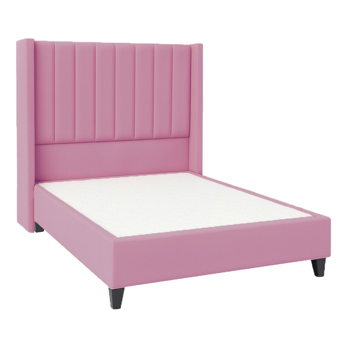 GENERICO - Cama Tapizada Confort Lineal Rosado 1.5 Plz