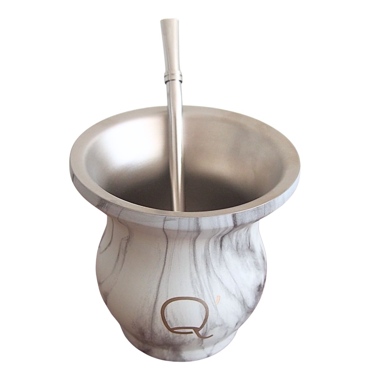 GENERICO - Mate Símil Mármol de Acero inoxidable con Bombilla