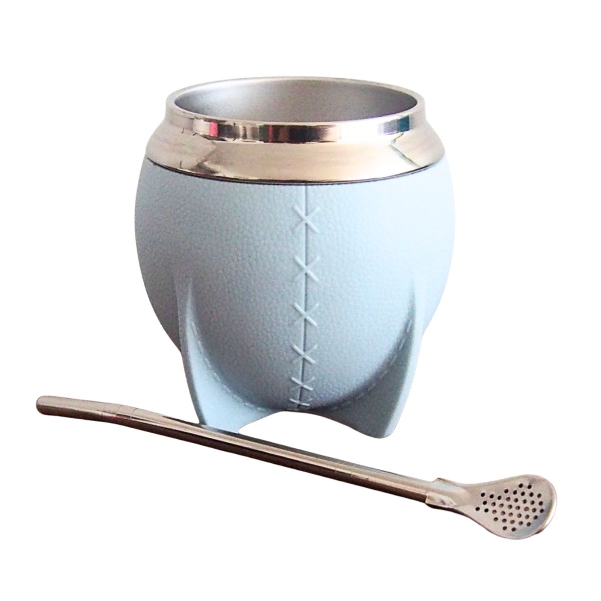 GENERICO - Mate Torpedo de Acero inoxidable y PVC Celeste