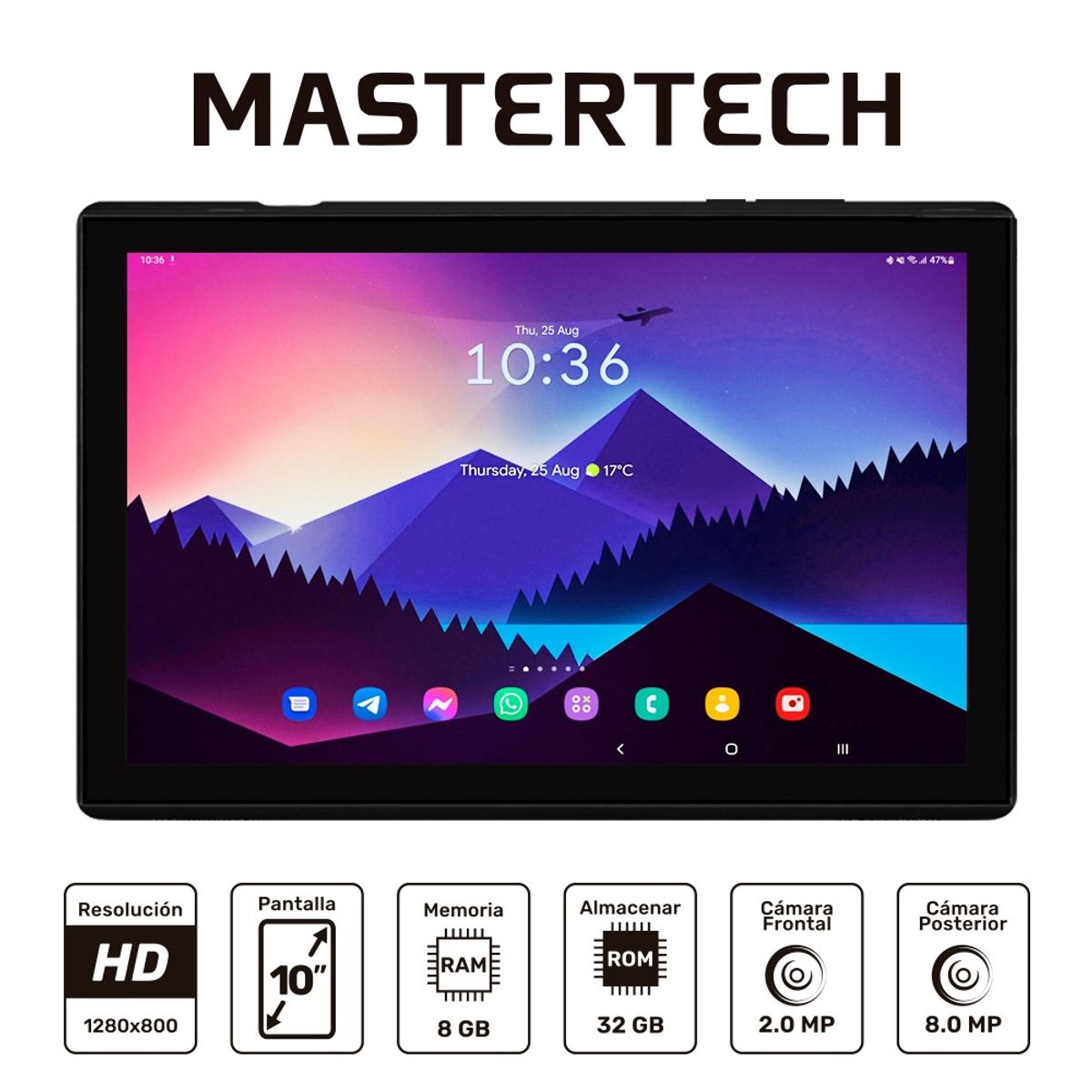 MASTERTECH - TABLET COLOR GRIS MARCA MASTERTECH MODELO ZB10 WIFI 32GB 8GB DE RAM