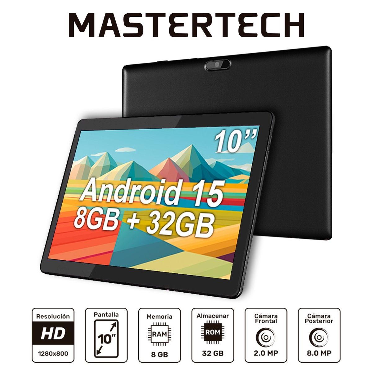 MASTERTECH - TABLET COLOR GRIS MARCA MASTERTECH MODELO ZB10 WIFI 32GB 8GB DE RAM