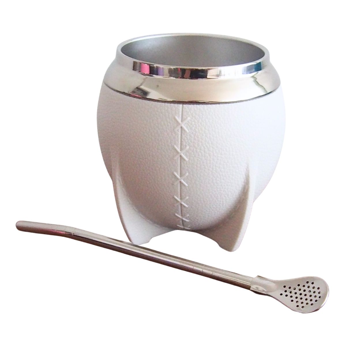 GENERICO - Mate Torpedo de Acero inoxidable y PVC Blanco