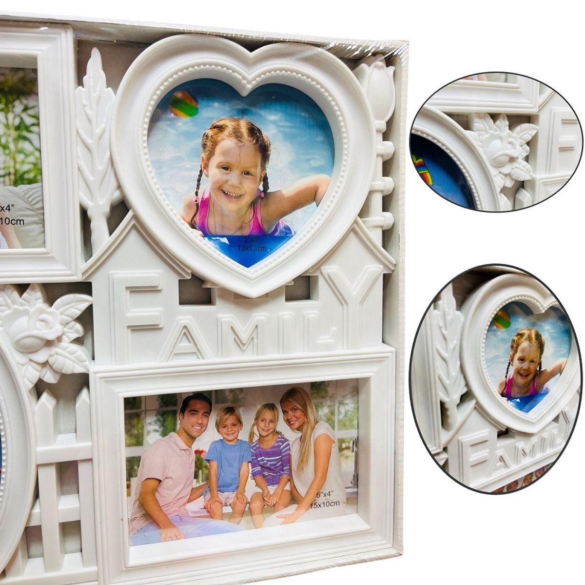 GENERICO - Porta fotos o retratos para 4 fotos Blanco