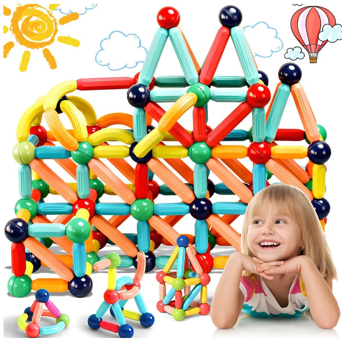 GENERICO - JUEGO DE BLOQUES  MAGNETICOS DE 64 PIEZAS