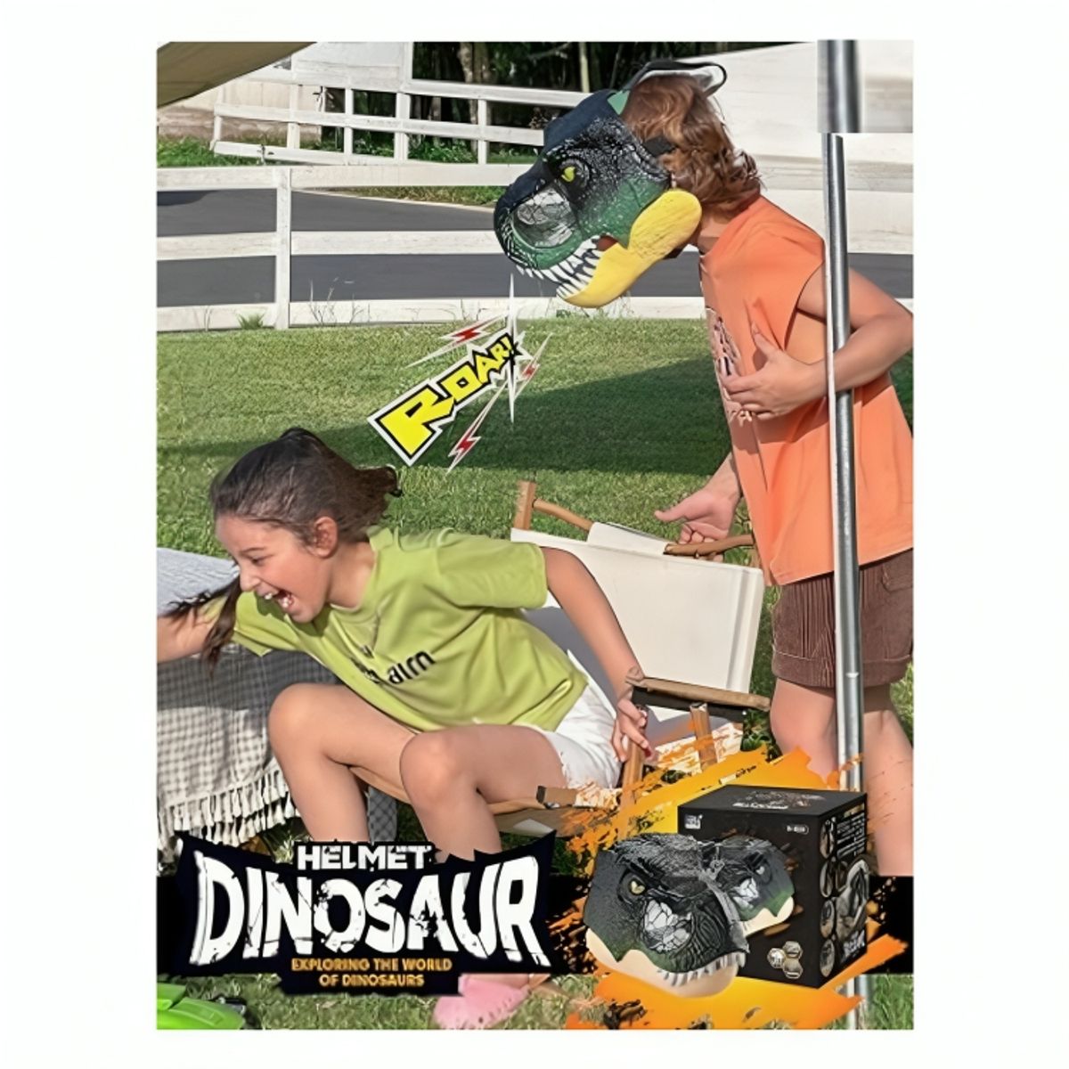GENERICO - Máscara de Dinosaurio T-Rex Rugido con Movimiento Sonidos y Ojos LED para Niños Adultos Juego de Rol