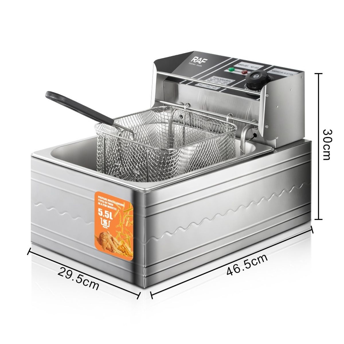 RAFF - FREIDORA ELECTRICA DE ACERO INOXIDABLE DE 6 LITROS