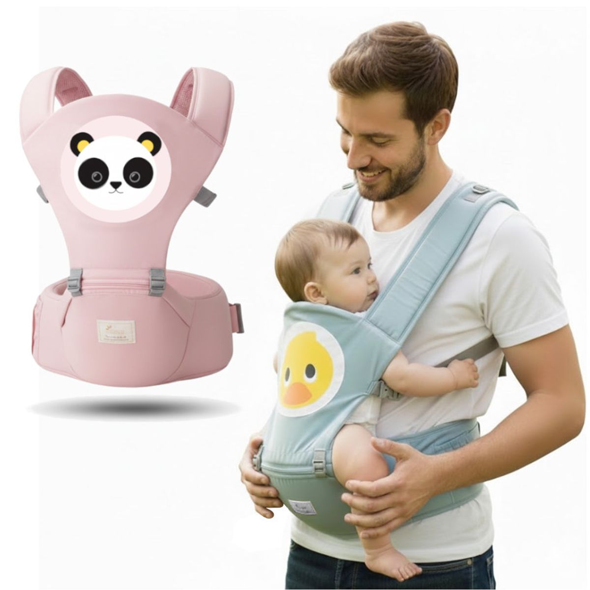 GENERICO - Canguro Mochila Ergonomica Portabebe Multifuncion Faja Lumbar ROSA