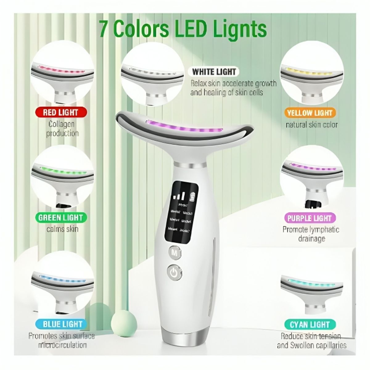 GENERICO - Masajeador Facial con Tecnología de Microcorriente EMS Reduce Arrugas Luces LED 7 Lights