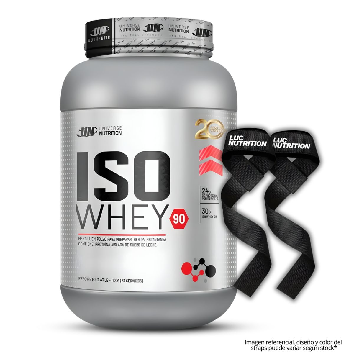 UNIVERSE NUTRITION - Iso Whey 90 1.1 Kg Proteina Isolatada - Vainilla + Straps