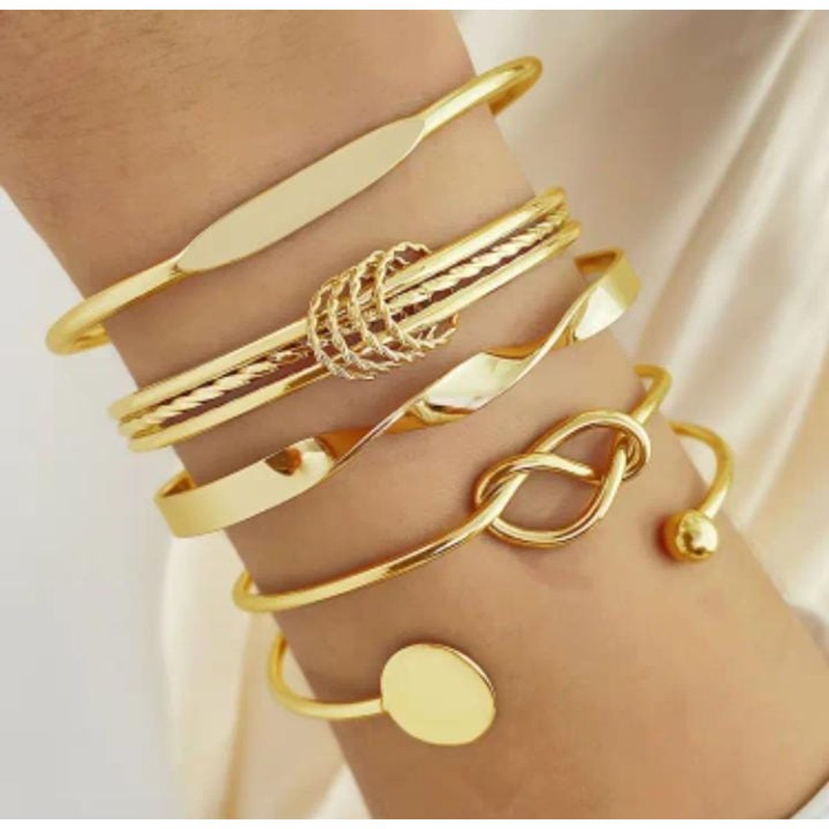 MORITA BAG STORE - CONJUNTO DE 5 PULSERAS ELEGANTE MINIMALISTAS GEOMETRICA PARA MUJER