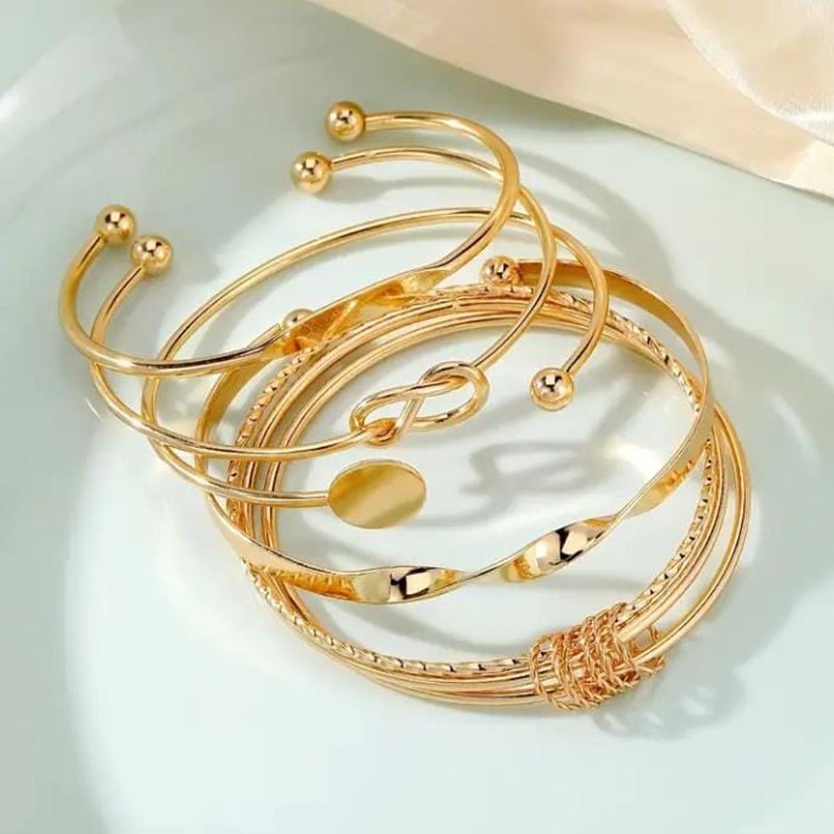 MORITA BAG STORE - CONJUNTO DE 5 PULSERAS ELEGANTE MINIMALISTAS GEOMETRICA PARA MUJER