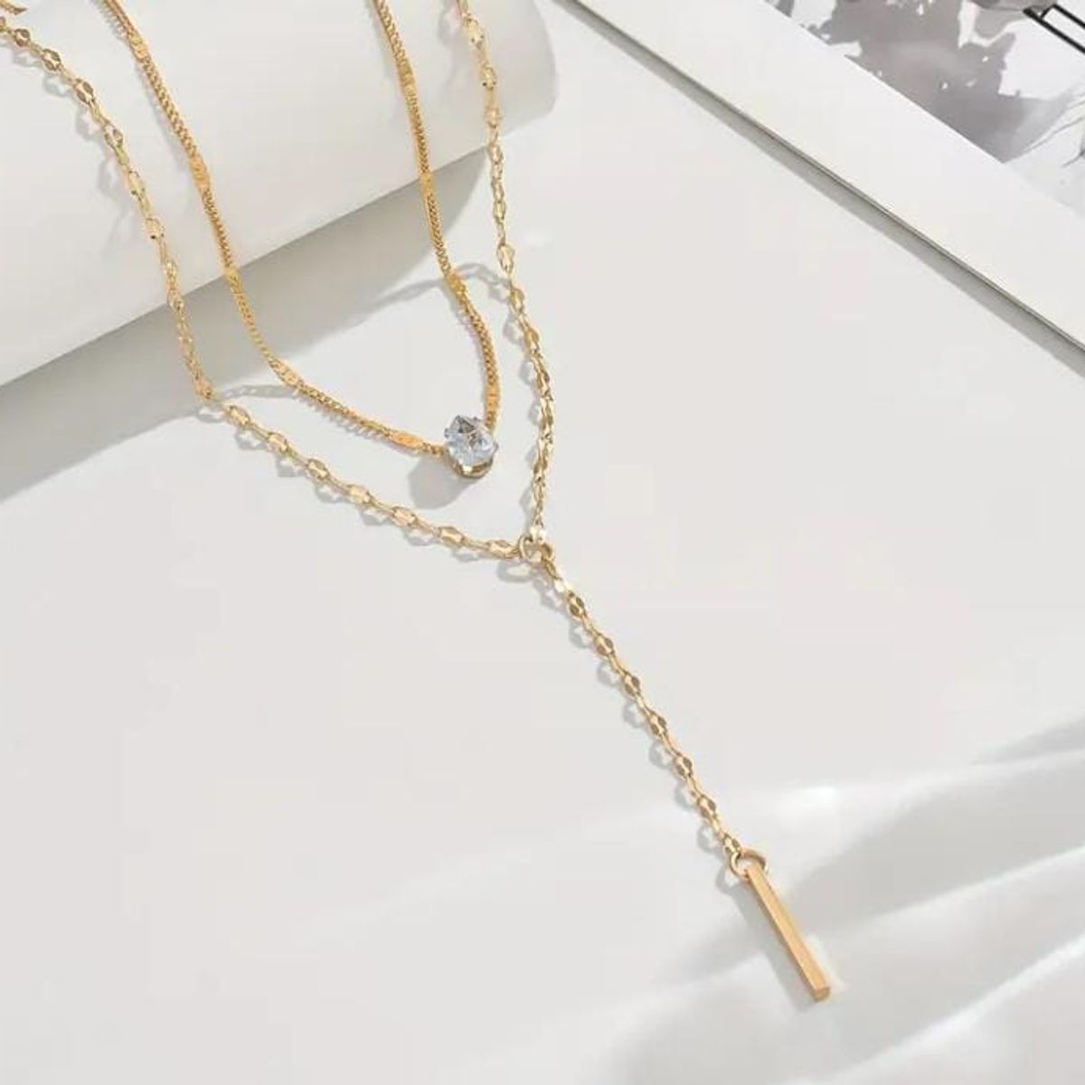 MORITA BAG STORE - COLLAR DE CIRCONITA BRILLANTE EN FORMA DE Y ELEGANTE