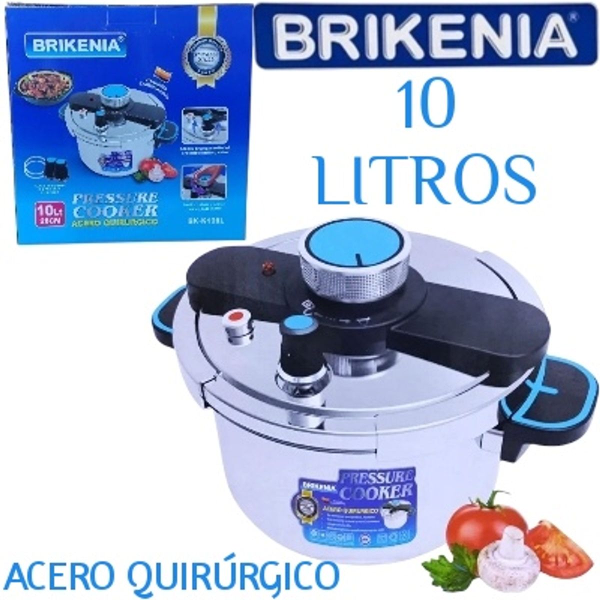 GENERICO - OLLA DE PRESIÓN ACERO QUIRÚRGICO BRIKENIA 10L SISTEMA ABRE FACIL