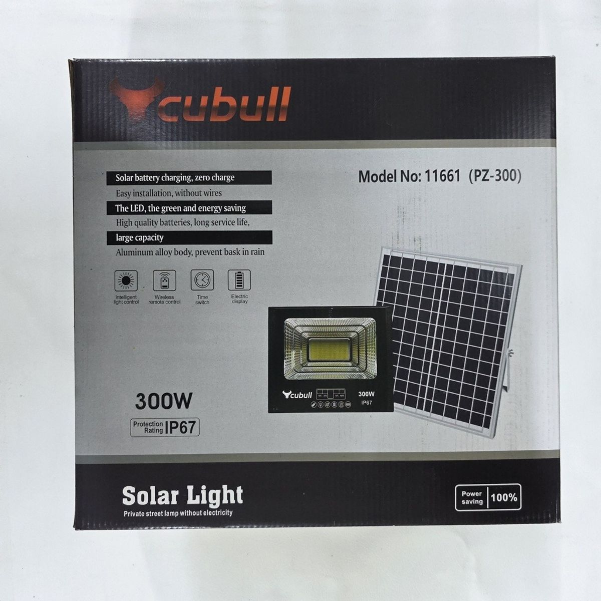 GENERICO - REFLECTOR 300W CON PANEL SOLAR CUBULL