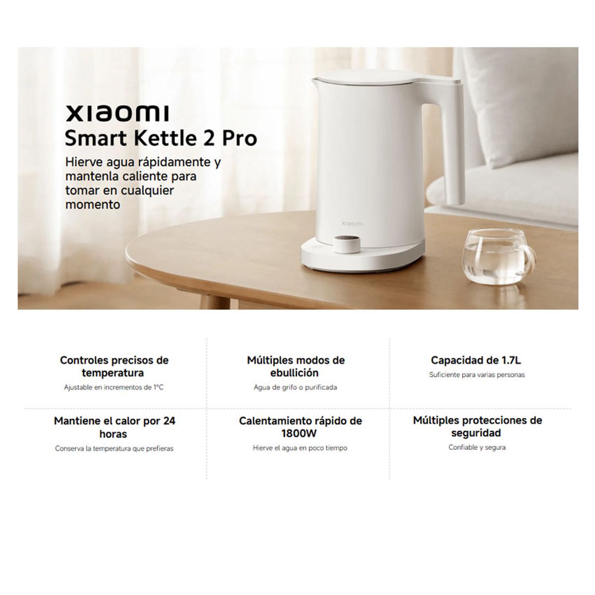 XIAOMI - Jarra Electrica Hervidora 1.7L, Xiaomi Smart Kettle 2 Pro