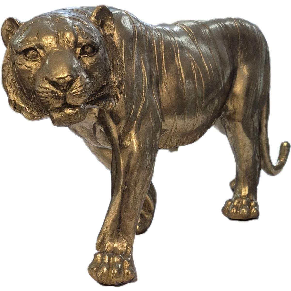 Figura Decorativa Tigre Dorado Fuerza y Elegancia en tu Espacio - Adorno Elegante para Sala Regalo Ideal, marca GENERICO - Foto 2