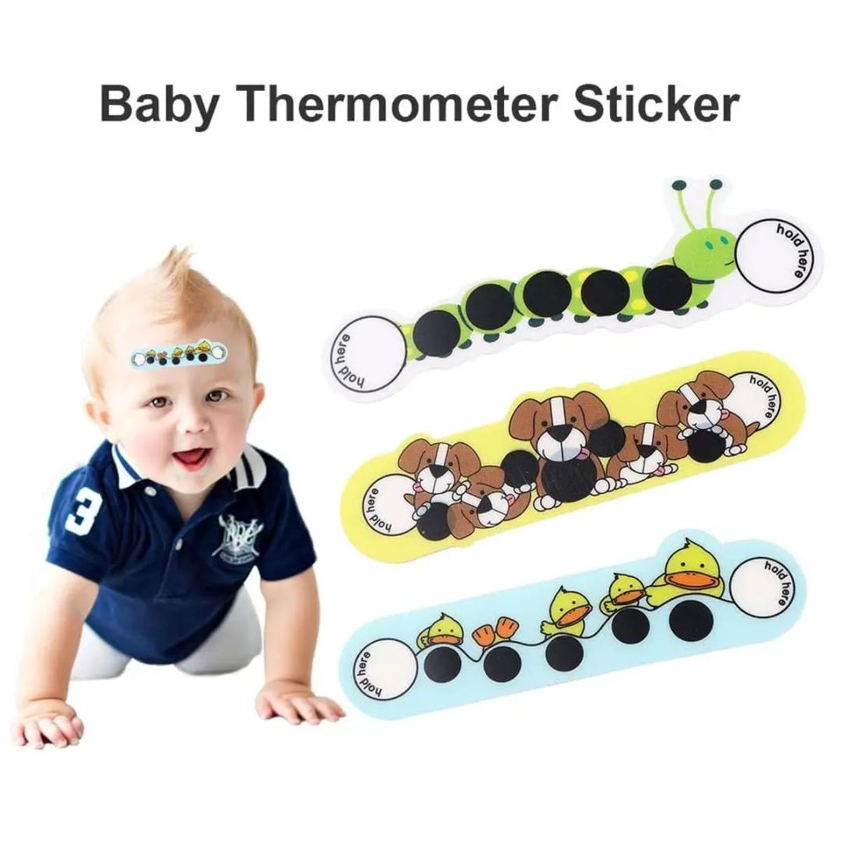 GENERICO - Set 6 termómetros adhesivos en dibujos + 10 parche fiebre