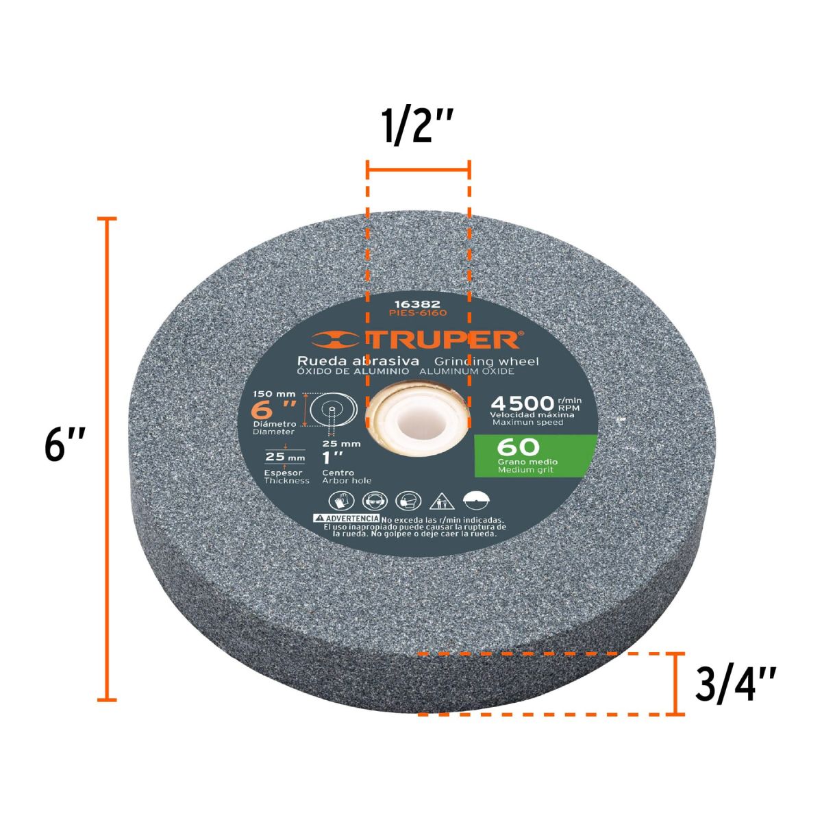 TRUPER - Amoladora de banco 6", 1/2 HP, 220 V, Truper