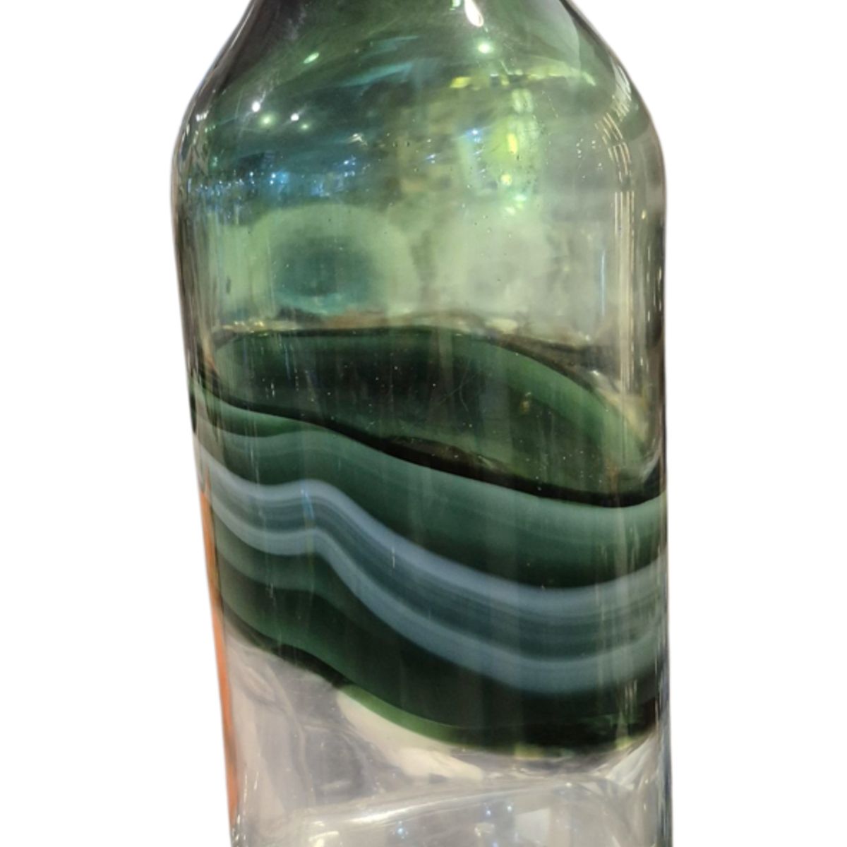 Jarrón Decorativo de Vidrio Verde con Líneas Onduladas - Adorno Elegante para Sala Regalo Ideal, marca GENERICO - Foto Principal