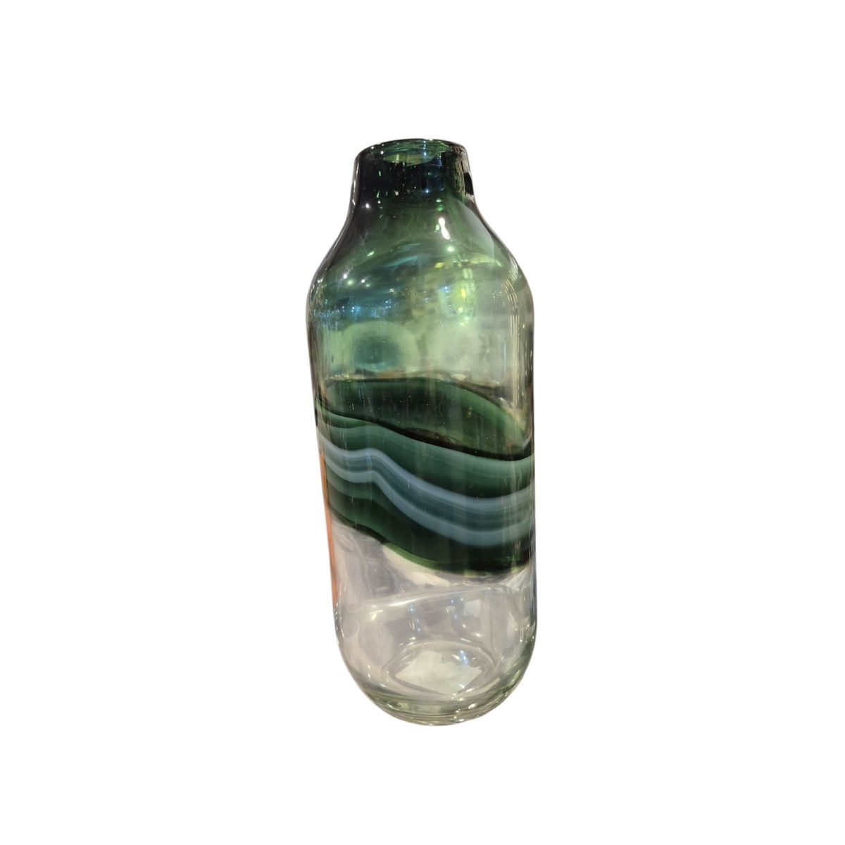 Jarrón Decorativo de Vidrio Verde con Líneas Onduladas - Adorno Elegante para Sala Regalo Ideal, marca GENERICO - Foto Principal