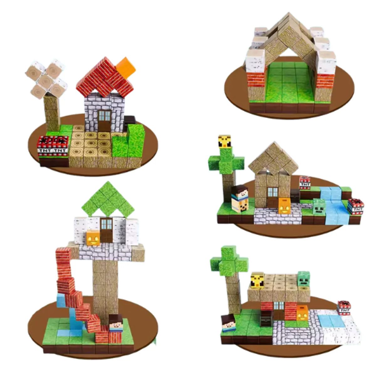 GENERICO - Set de 100 Bloques Magnéticos Minecraft "Casa de Aventura"