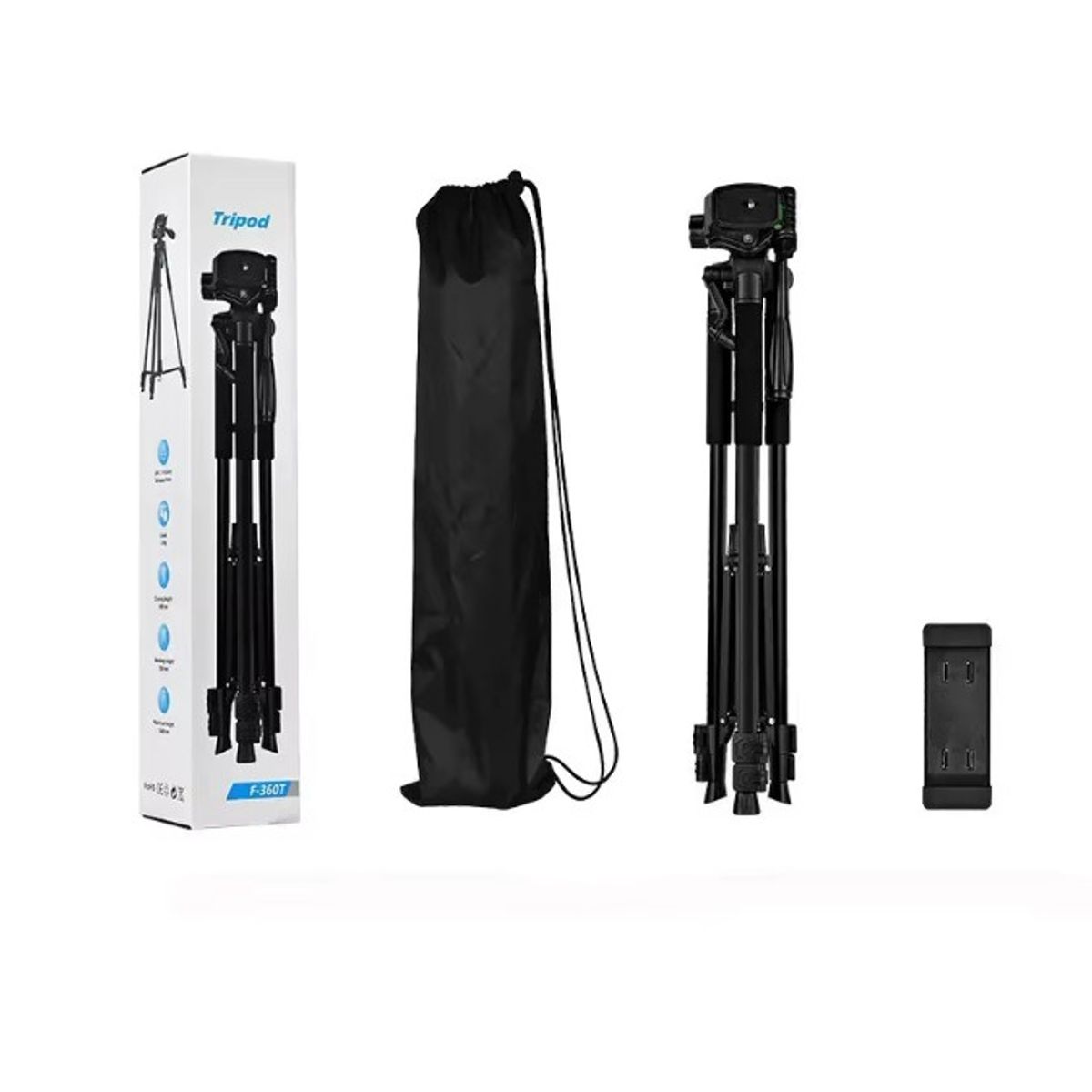 OEM - TRÍPODE PROFESIONAL PARA CÁMARA F-360T DE 1,62 M + ADAPTADOR DE CELULAR+FUNDA