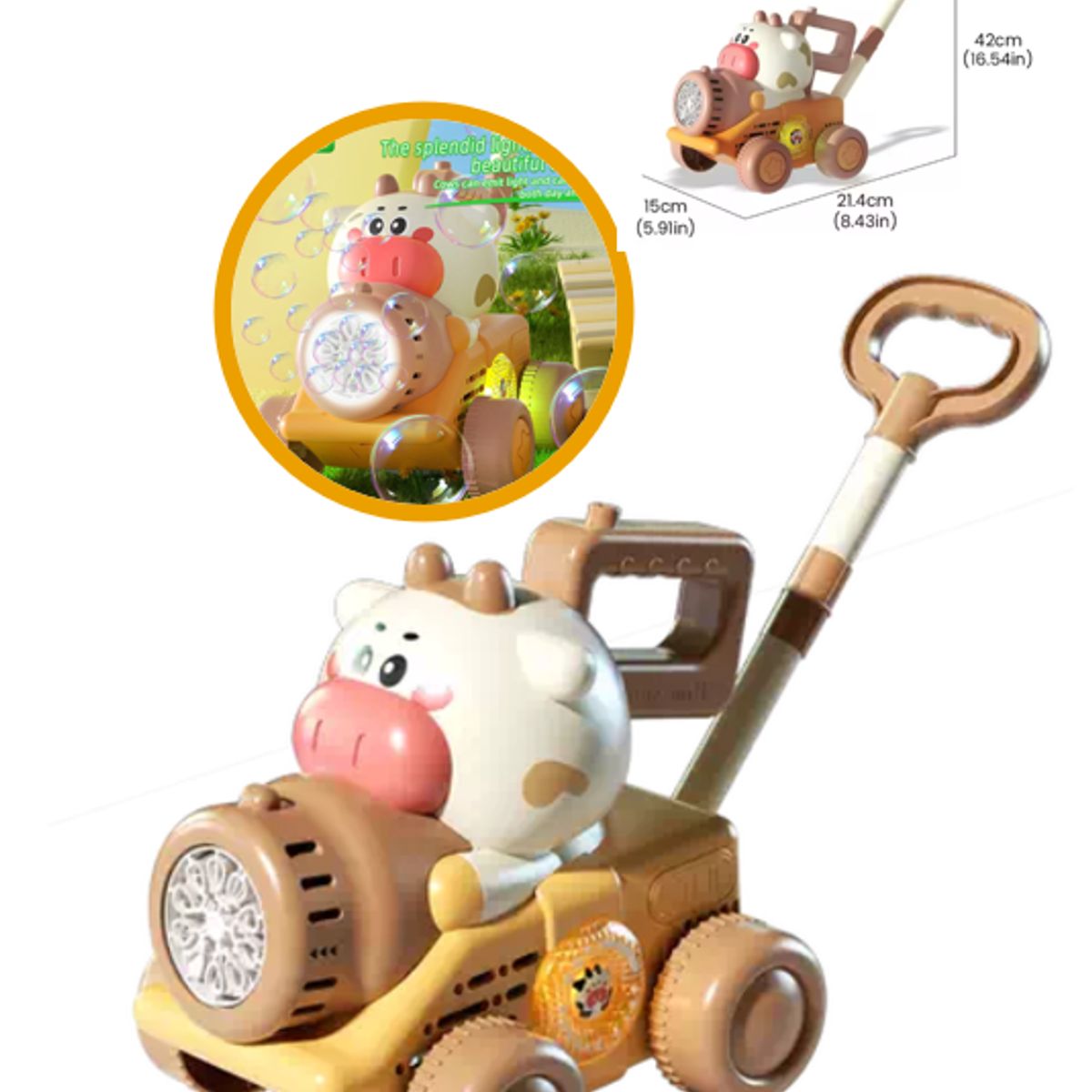 GENERICO - Caminador Burbujas luces Modelo Vaquita 2 en 1