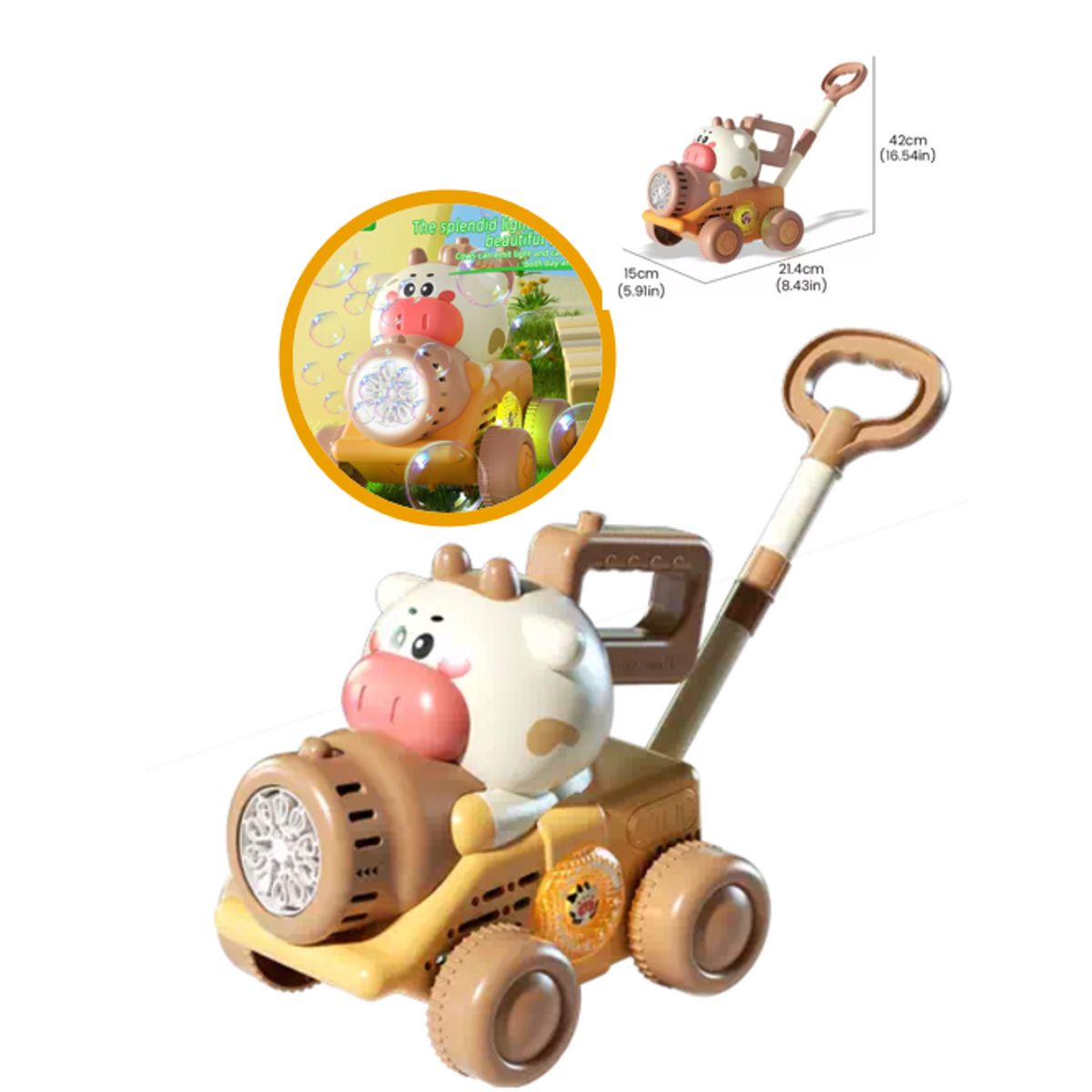 GENERICO - Caminador Burbujas luces Modelo Vaquita 2 en 1