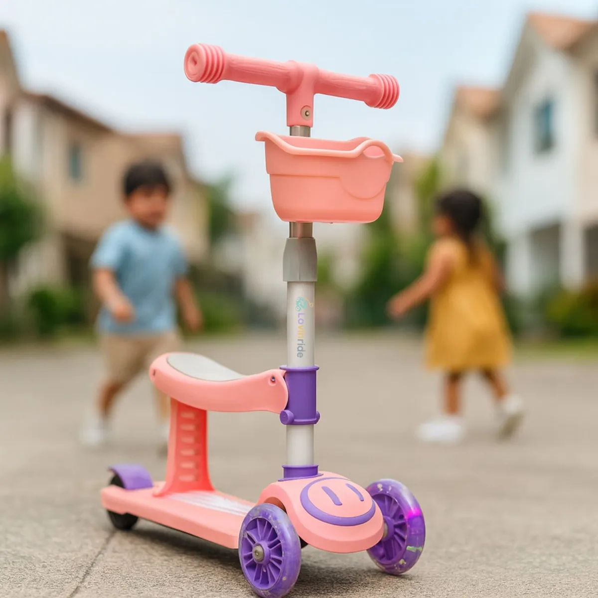 LOVINRIDE - Scooter 2 En 1 Con Luces Musica Canasta Asiento