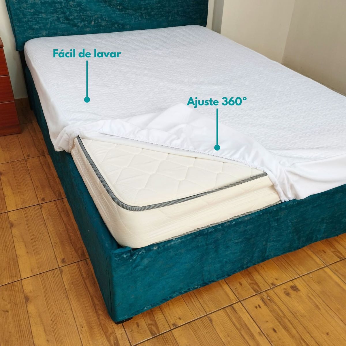 GENERICO - PROTECTOR DE COLCHÓN QUEEN 160CM x 200CM IMPERMEABLE ELASTICADO TERMOGUARD