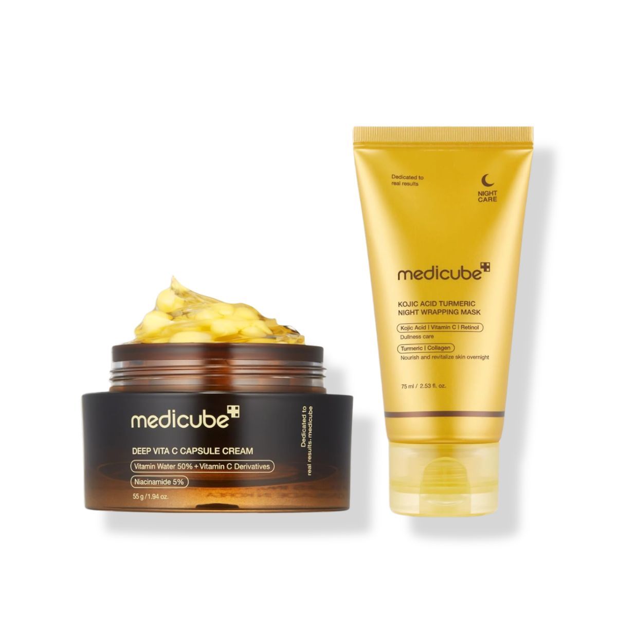 MEDICUBE - Medicube Duo Rutina Nocturna Glass Skin Deep Vita C Capsule Cream + Turmeric Night Wrapping Mask