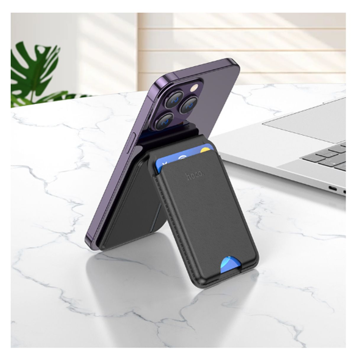 HOCO - Porta Tarjetas Magnetico HOCO GT3 Multifuncional Negro