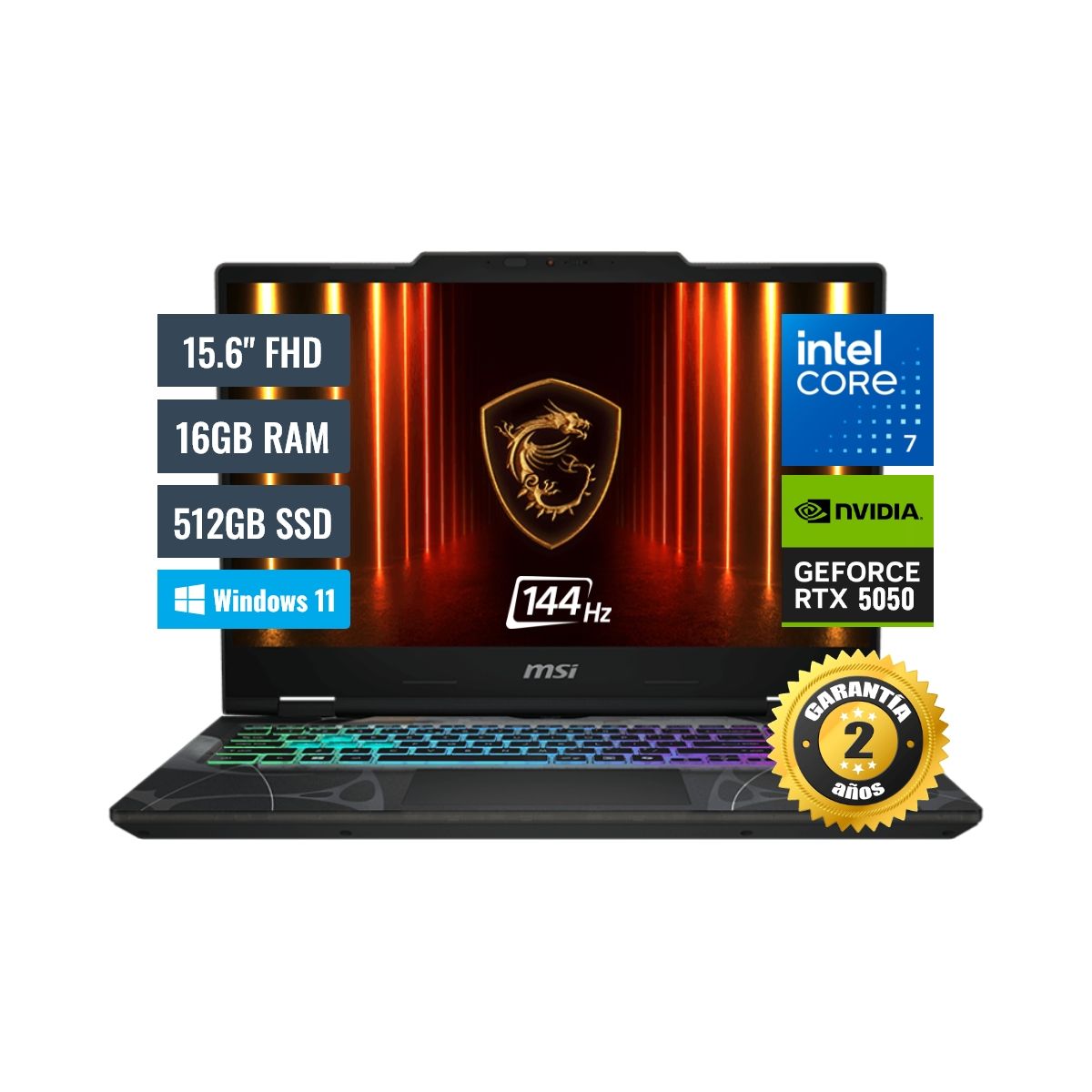 MSI - Laptop MSI Cyborg B2RWEKG Intel Core i7 240H 16GB RAM 512GB SSD 8GB RTX 5050 15.6" FHD Windows 11 Home