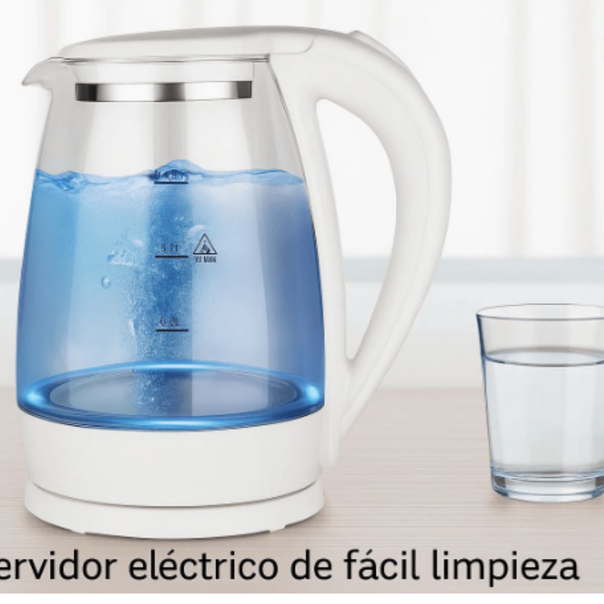 GENERICO - Hervidor eléctrico de vidrio templado  con luz led- 2 litros
