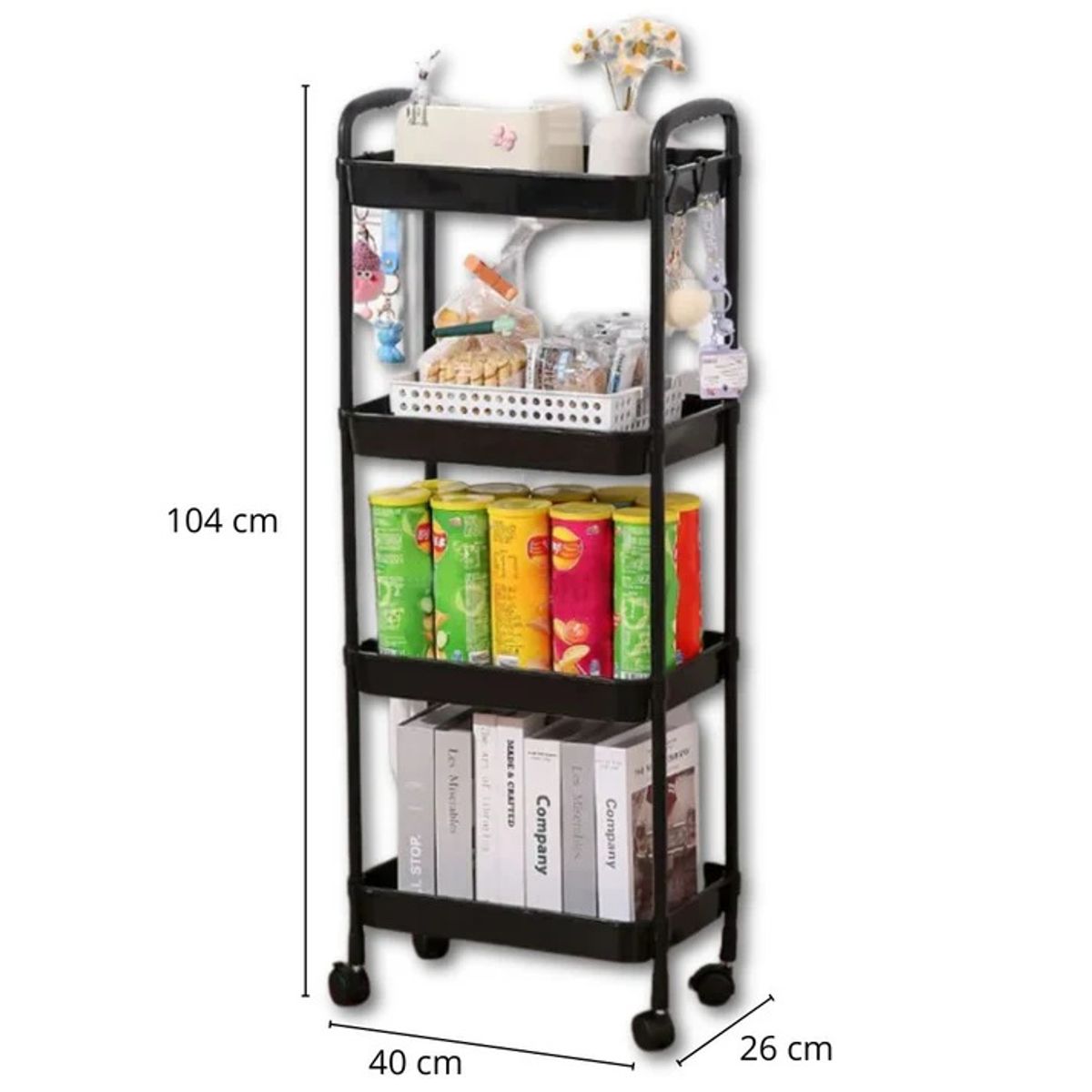 Carrito Organizador de Cocina Multiusos 4 Niveles con Ruedas 104x40x26cm, marca GENERICO - Foto 2
