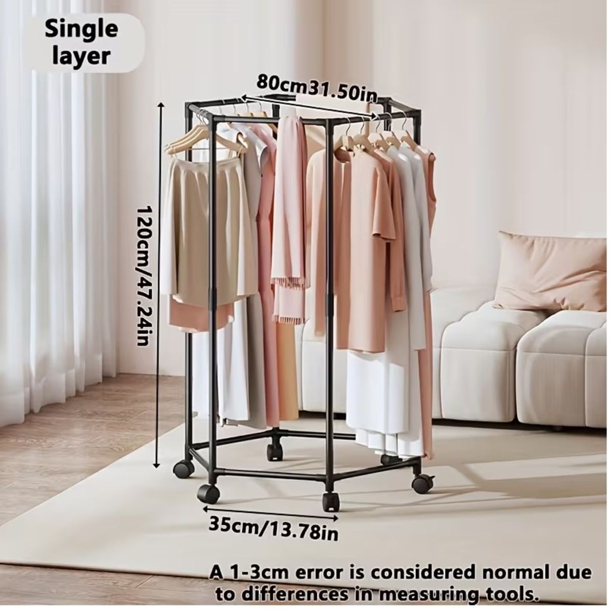 GENERICO - Estante Organizador de Ropa Hexagonal Giratorio de 360°