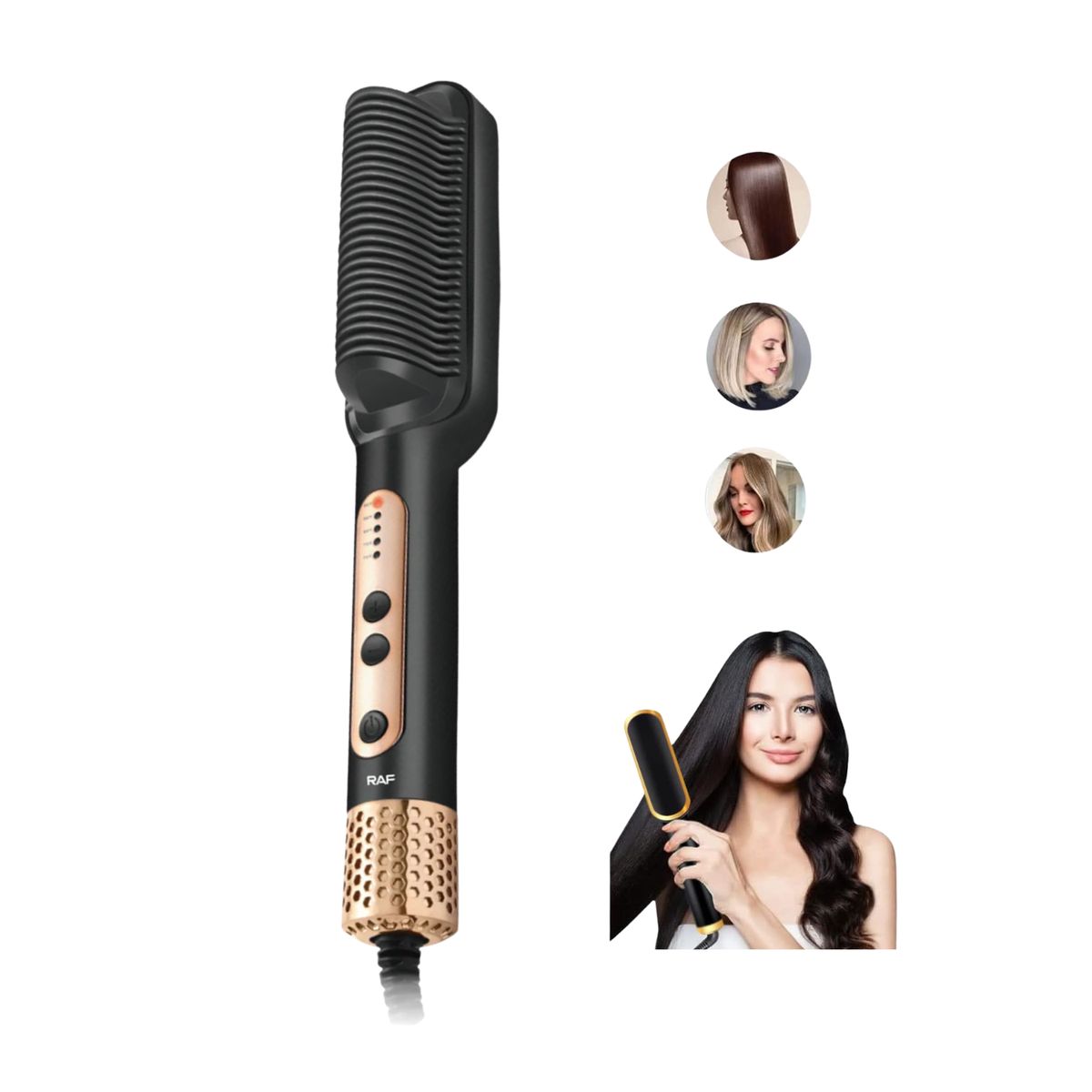 GENERICO - Peine Cepillo  Alisador Eléctrico Portátil Raff