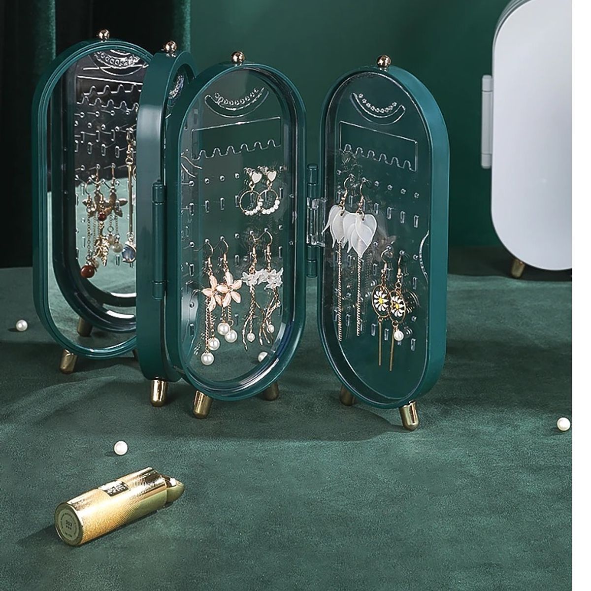 GENERICO - Joyero Organizador Acrilico Plegable para Joyas  Collar Arete - Verde