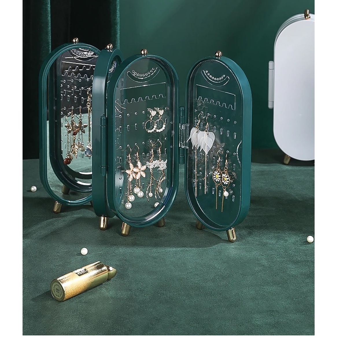 GENERICO - Joyero Organizador Acrilico Plegable para Joyas  Collar Arete - Verde