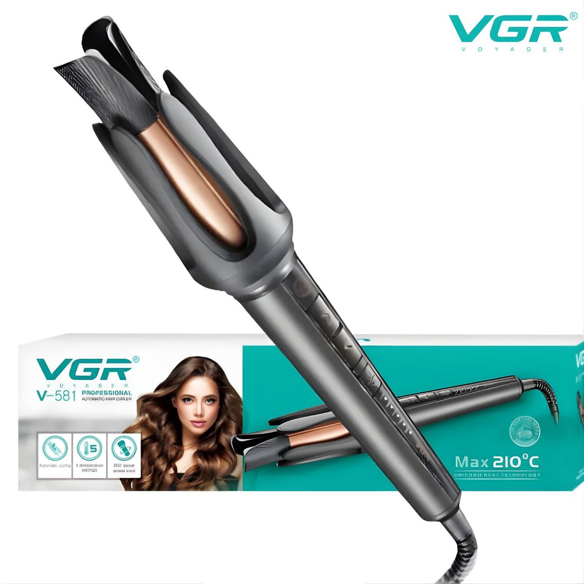 GENERICO - Rizador Automático Profesional VGR V-581 - 5 Temperaturas y Recubrimiento Cerámico Antifrizz