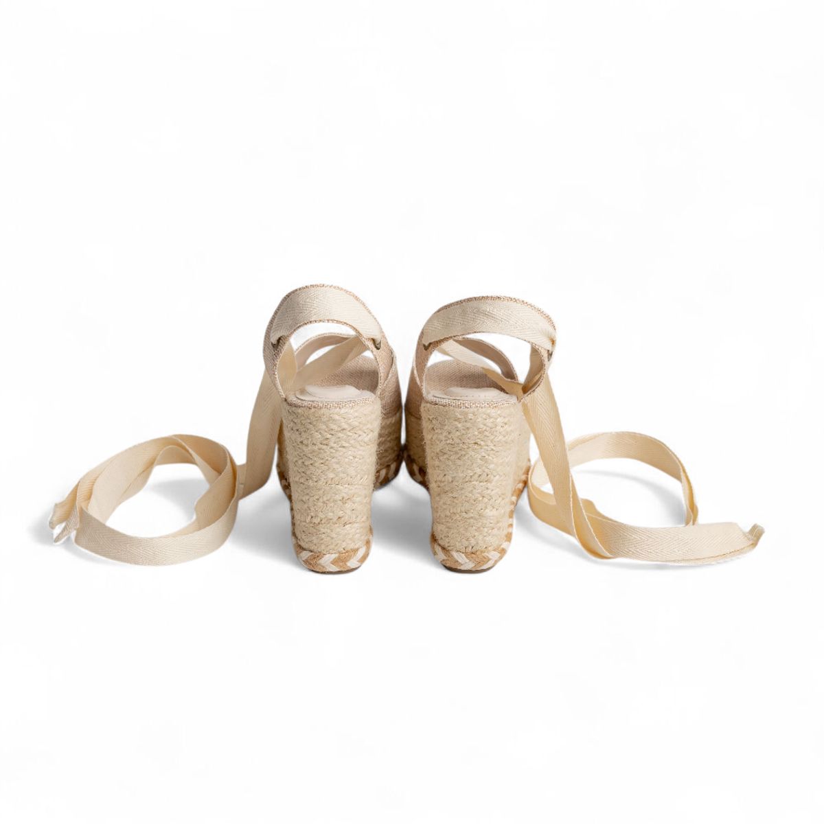 LB LIBBY CALZADOS Y ACCESORIOS - ALPARGATA LIBBY COLOR BEIGE MODELO BIARRITZ ESPADRILLE TACO 11CM