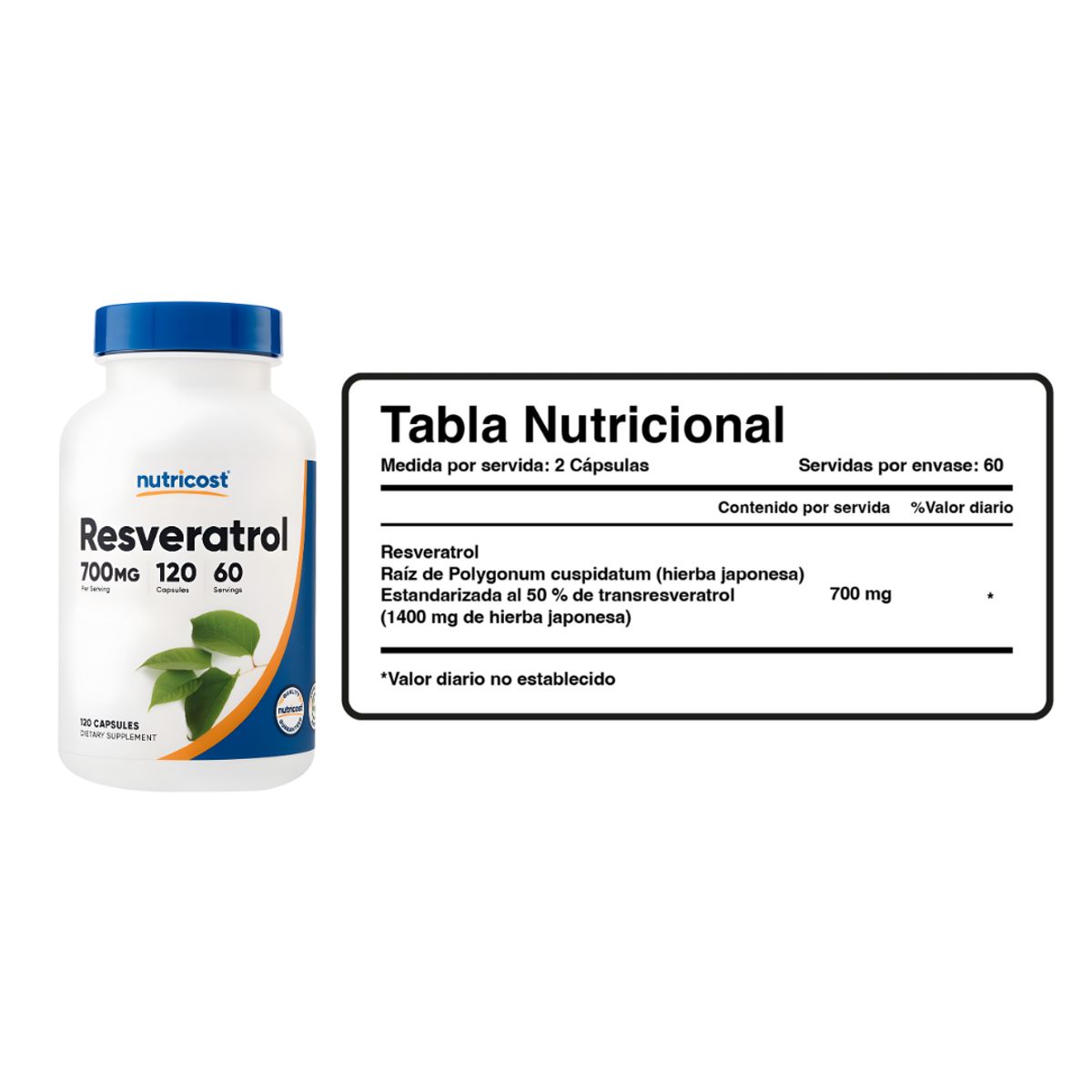 NUTRICOST - Resveratrol Nutricost 700 MG - 120 Cápsulas