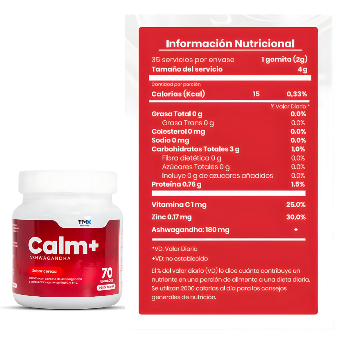 TMX - Gomitas Ashwagandha TMX 70 unidades - Calm+ + Resveratrol NAD en gomitas TMX 70 unidades - Eterna+