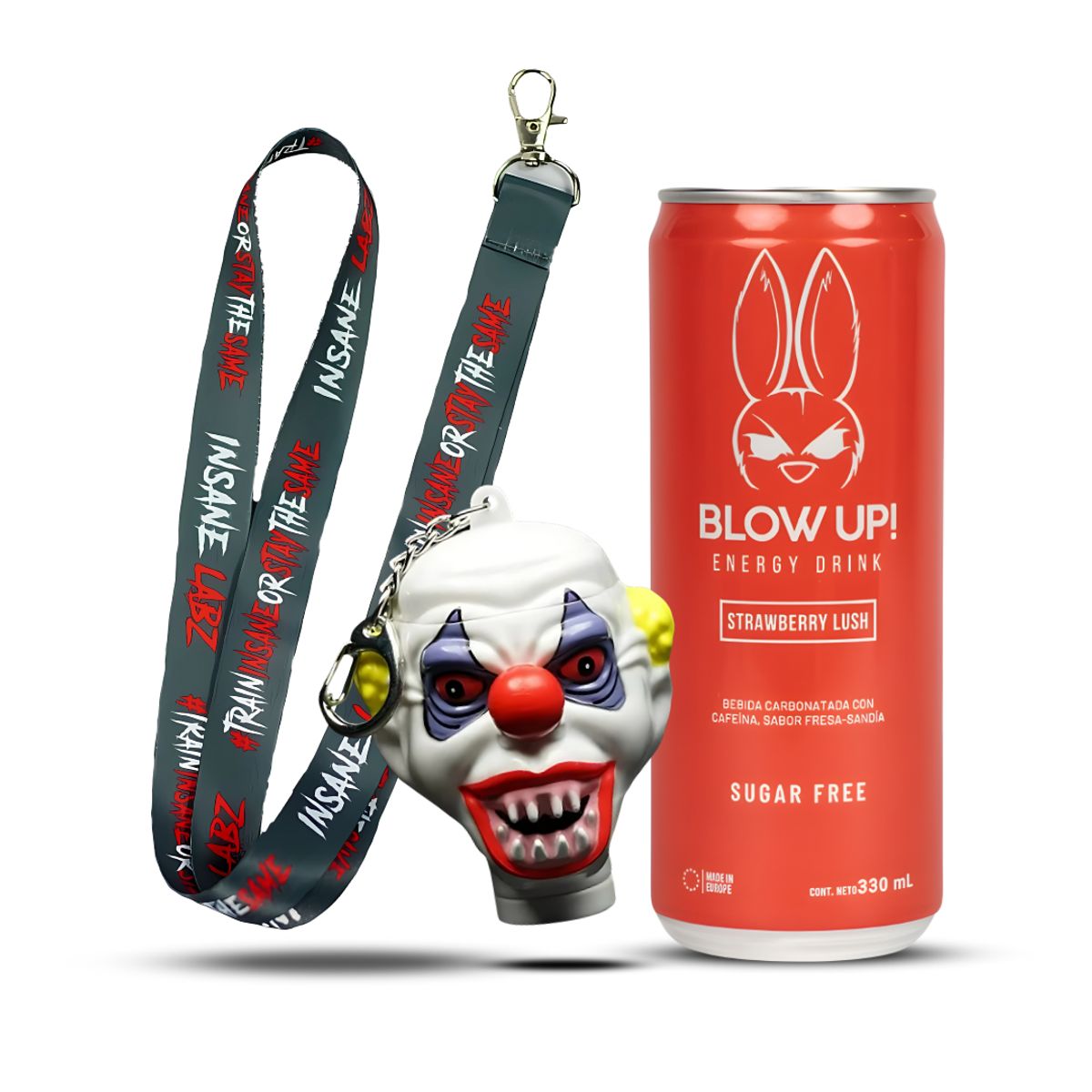 INSANE LABZ - Llavero Insane Labz (Payaso) + Lanyard Insane Labz + Pre entreno 1 und Blow Up