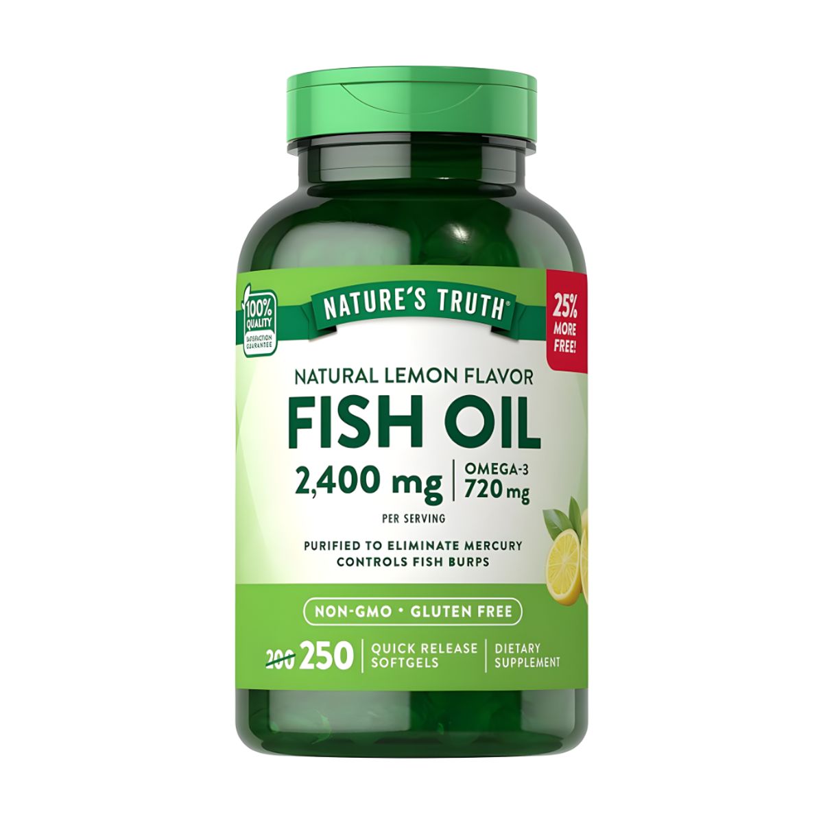 NATURE'S TRUTH - Fish Oil 2400mg - Omega 3 Nature's Truth 250 Capsulas + shaker