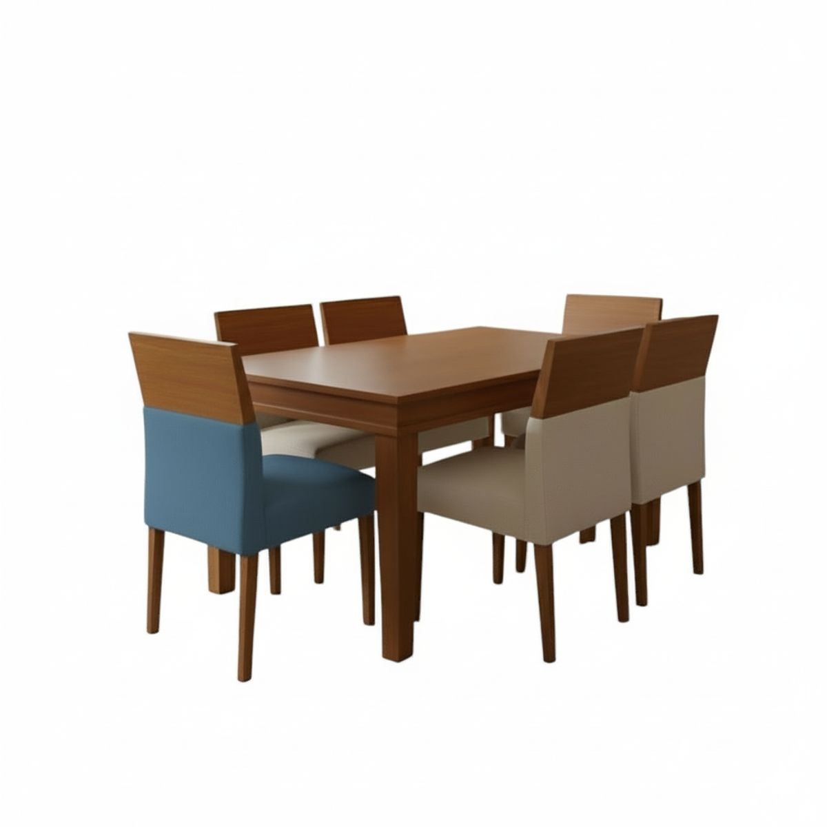 GENERICO - Juego de Comedor Elyen 6 Sillas color Ivory Azul de Ambienta Home