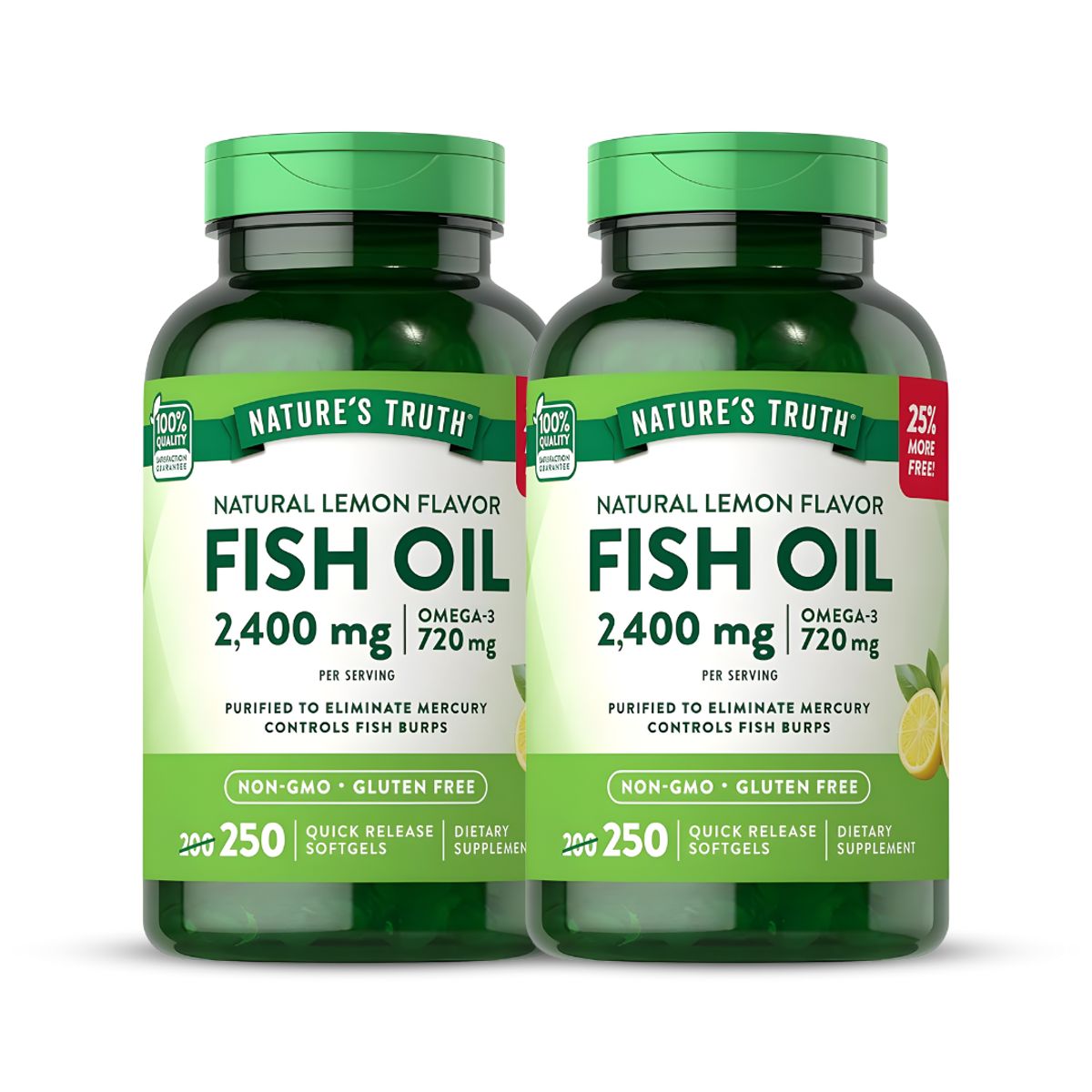 NATURE'S TRUTH - PACK X 02 - Fish Oil 2400mg - Omega 3 Nature's Truth 250 Capsulas