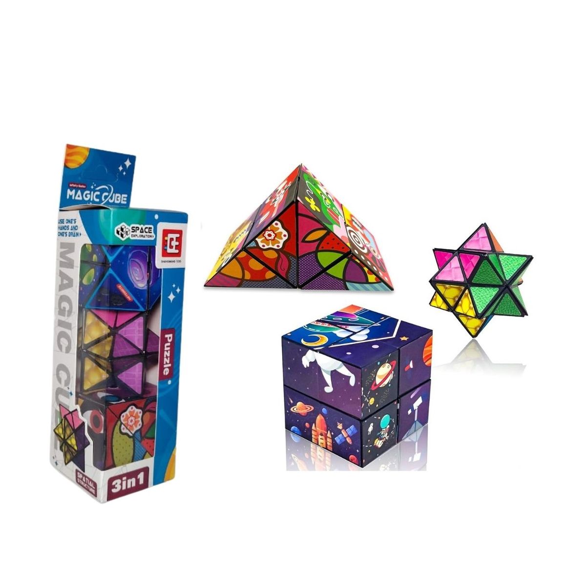 GENERICO - Magic Cubos Rubik Infinity Series  Set 3 en 1 Exploración Espacial