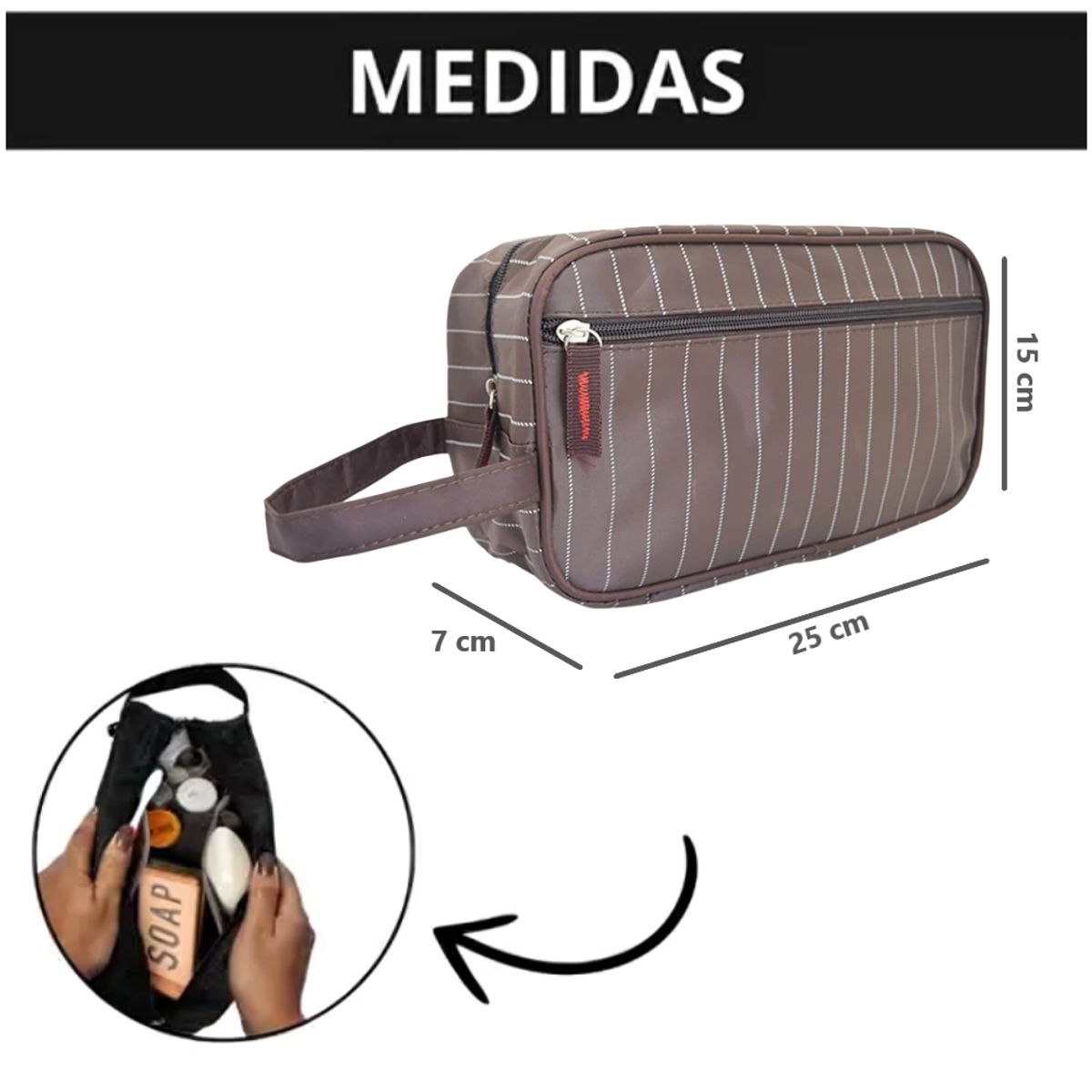 GENERICO - Neceser Organizador de Viaje con Asa Diseño Rayas