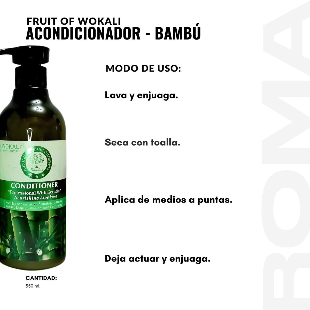 WOKALI - ACONDICIONADOR DE BAMBÚ 550ML WOKALI